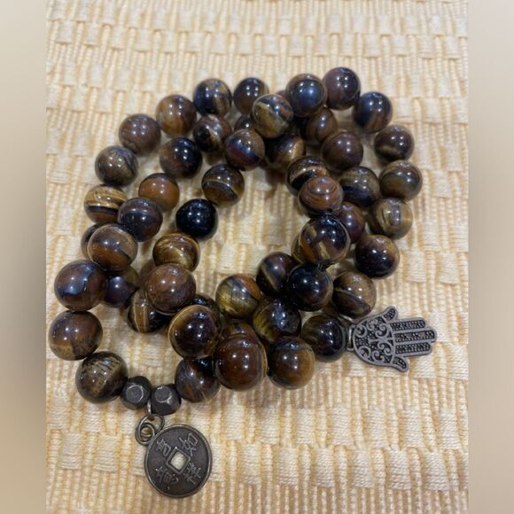 Bead Bracelet Jewelry - Tiger Eye Beaded Bracelet Set of 3